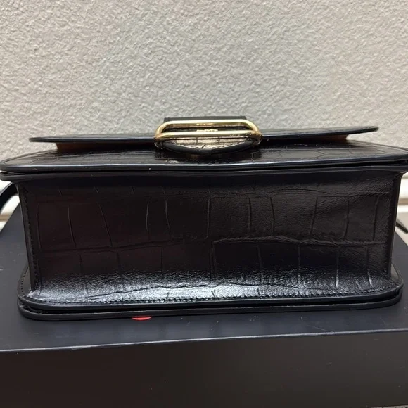 Coach Black Croc-Embossed Shoulder Bag - Picture 4 of 9